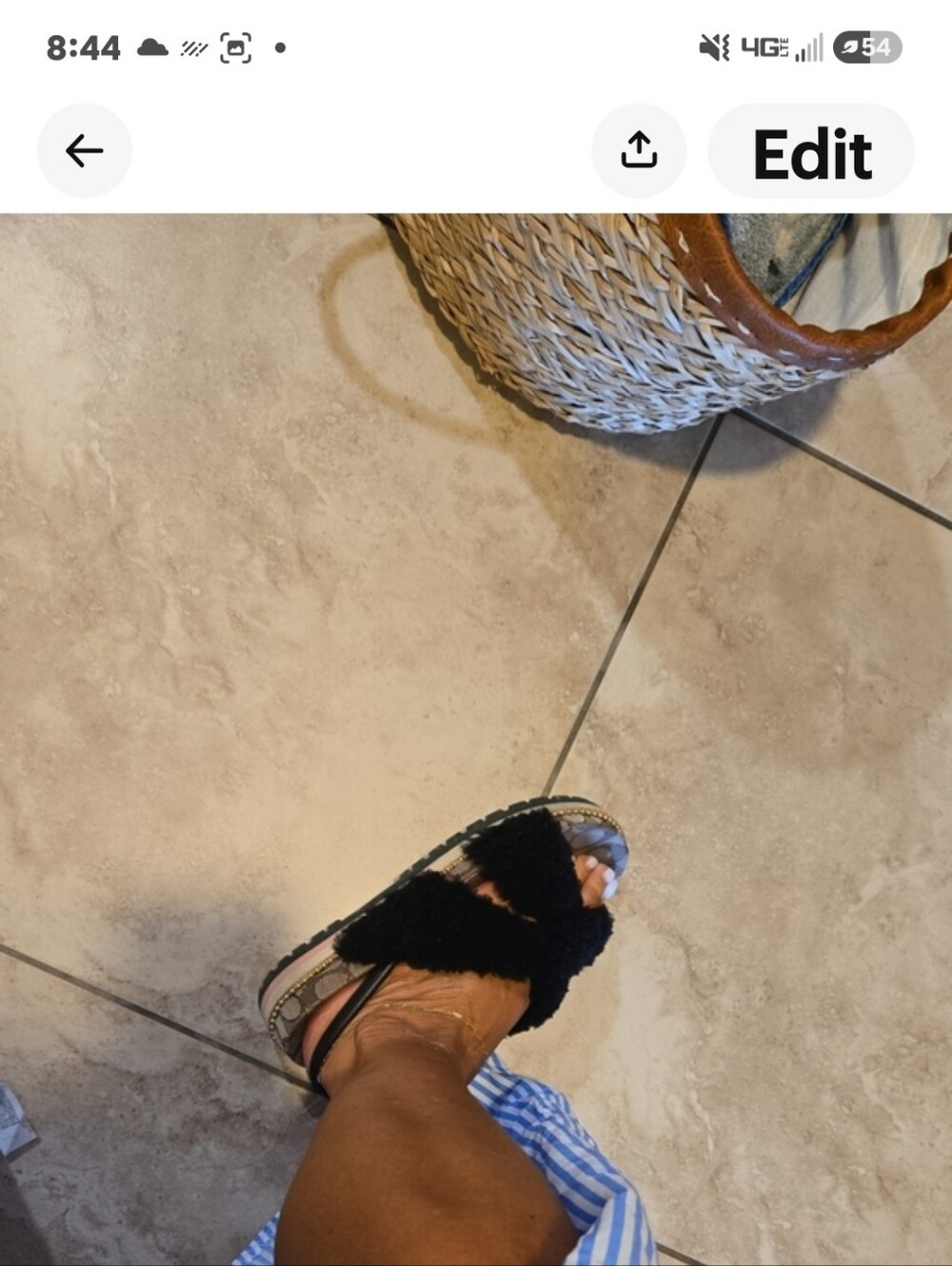 Coach  Black Sherpa Cross-Strap Sandals 6.5